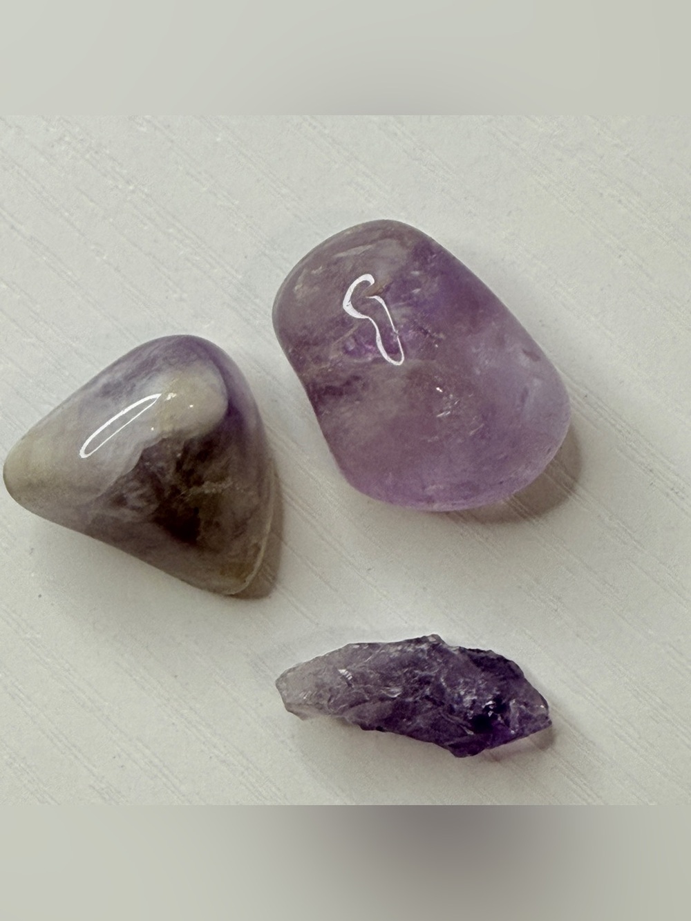 Amethyst Crystal Trio—Tumbled & Raw Purple Gemstones
